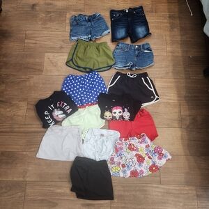 Girls Summer Bundle Short skort shirts lot size M 7 8
